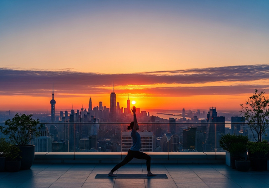 Morning yoga and mindfulness exercise – global wellness habit