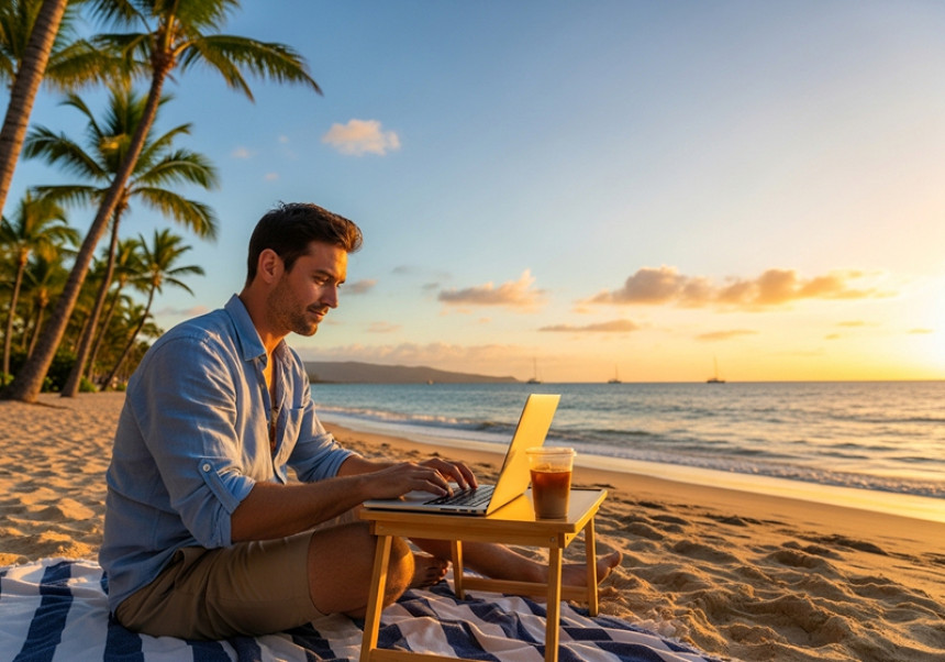 Digital nomad freelancer working remotely in 2025