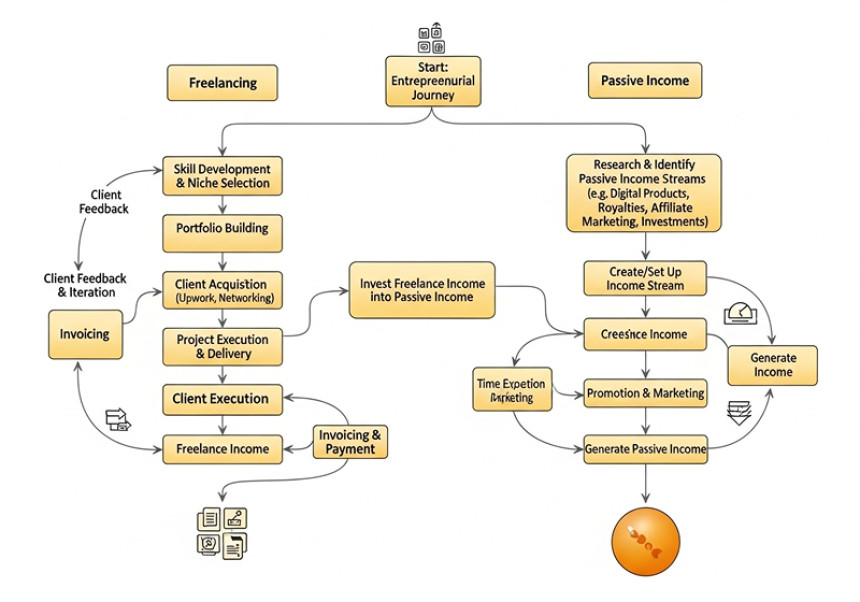 Freelancers creating passive income through digital products.