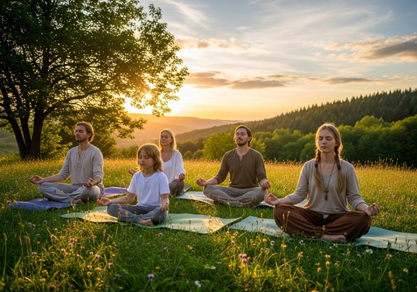 "Global family mental health 2025 parents and kids practicing mindfulness together"